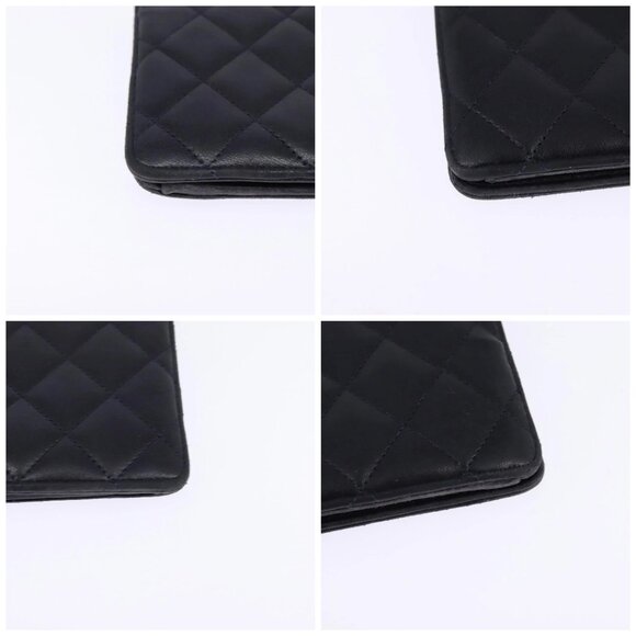 CHANEL Matelasse COCO Mark Long Wallet Leather Black CC Auth 144624 - Picture 14 of 16